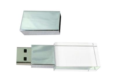 China Da movimentação de cristal do flash de USB do retângulo vidro liga de zinco + transparente com o diodo emissor de luz que ilumina o dispositivo de armazenamento de USB à venda