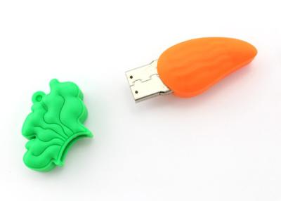 China Leuke Oranje van de de USB-flashstations Volledige Capaciteit van de Worteldouane Zachte Rubber de Duimaandrijving Te koop