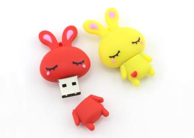 중국 귀여운 토끼 PVC 주문 USB 섬광은 전용량 연약한 고무 기억 지팡이를 몹니다 판매용