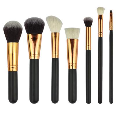 China Angular blush factory direct wholesale wooden handle luxury custom logo vegan 7pcs high quality makeup tool set brush for sale