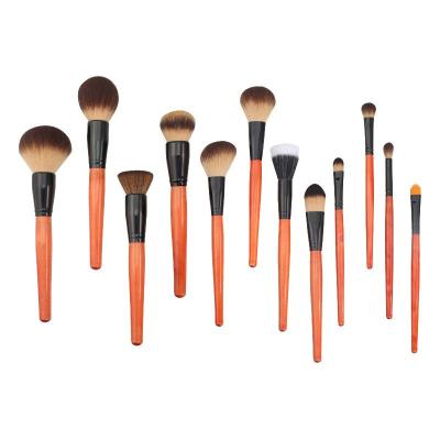 China Angular Blush Factory Direct Wholesale Luxury Solid Wood Handle Makeup Brushes Custom Logo Synthetic Hair 12pcs Makeup Set Brushes for sale