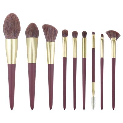 China Angular blush factory direct wholesale wooden handle luxury custom private logo 9pcs new design vegan tool makeup set brush for sale