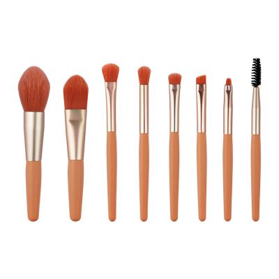 China Angular Blush New Design 8pcs High Quality Portable Vegan Lip Wood Handle Cosmetic Make Up Tools Makeup Brush Set for sale