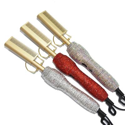 China Bling Multifunctional Hot Comb Metal Copper / Alloy Electric Hot Comb Straight Hair Or Loop Hair for sale