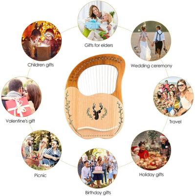 China hot sale 19 string 19 string lyre harp musical instruments harp with accessories for sale