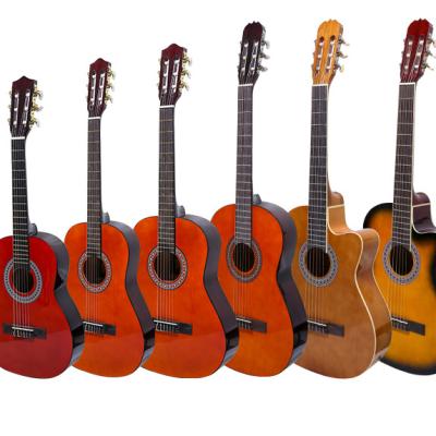 China Basswood Plywood China Guitar Factory Wholesale Beginner Classical Guitars In Many Sizes Practice Student Acoustic Guitar for sale