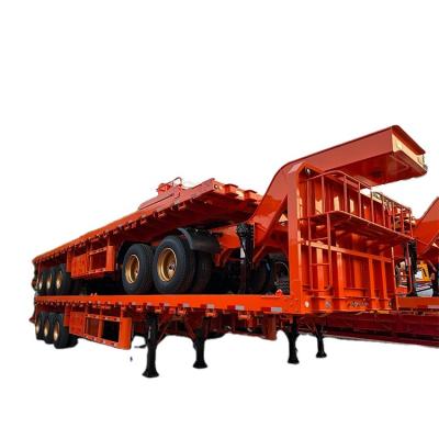 China Other FEICHI trailers brand 3 axles 30ft 45ft 53ft container semi trailer hauling flatbed semi trailer with dolly for sale