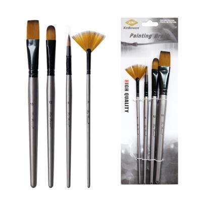 China Watercolor Oil Acrylic Nail Painting Gray Pearl Paint Brush Set 4 Pieces Per Set Artist Brush With Nylon High Quality Hair for sale