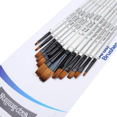 China Acrylic Paint Pearl White Watercolor Oil Gouache Handle Flat Key Fashion Art Coloring Acrylic Brush Set for sale