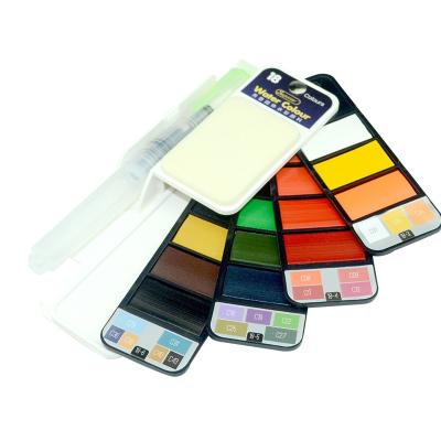 China Wide Color Selection 18 Color Hotsale Solid Water Color Watercolor And Brush Pen Set For Art Painting for sale