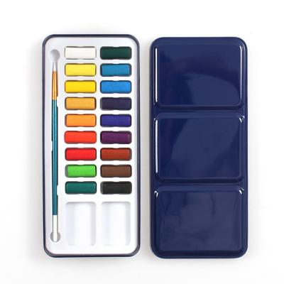 China BRIGHT COLORS 24/18/12 Color Tin Box Water Color Stationery Wholesale Watercolor Palette Box for sale