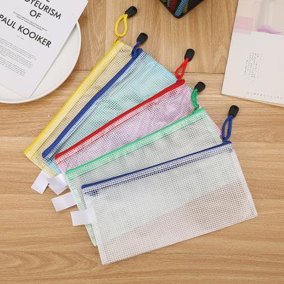 China PVC A6 Waterproof Mesh Grid Plastic File Folder With Zipper Waterproof Document Bag Storage Bag Organizer for sale