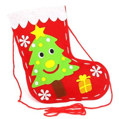 China Christmas wooden socks cartoon DIY decoration DIY children's gift non-woven material socks for sale