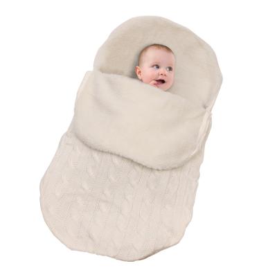 China Wholesale Anti-static Baby Sleeping Bag For Stroller Winter Knitted Portable Sleeping Bag Plus Velvet for sale