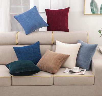 China Custom Simple Home Folded Sofa Throw Pillow Cover Decorative Chenille Pillow Cover for sale