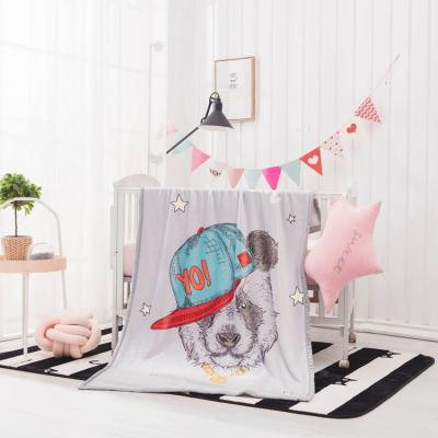 China Wholesale Anti-Static Printed Animal Kids Blankets Soft Flannel Plush Baby Throw Blanket for sale