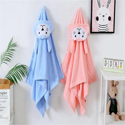 China Anti-static Cute Baby Hooded Covering Animals Shaped Wraps Winter Solid Color Baby Bath Covering Towel for sale