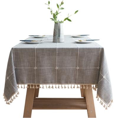 China Square Modern Simple Rectangular Dustproof Grid Tablecloth Solid Color Custom Tablecloths for sale