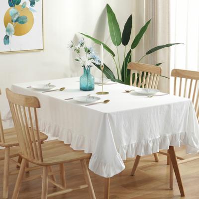 China Decorate Pleats Cotton Tablecloth Hotel Home Decoration Simple Washed Cotton Fabric For Tablecloth White for sale