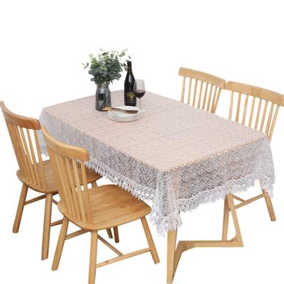 China Classic Rectangle Lace Tablecloth Wedding Coffee Christmas Round Table Cloth Flower Type for sale