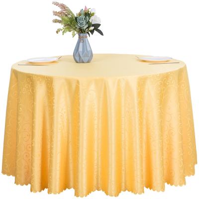 China Household tablecloth polyester banquet jacquard tablecloth for wedding hotel custom around dining table cloths for sale