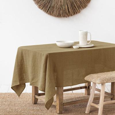 China Europe 100% Linen Tablecloth For Home Solid Color Rectangular Washed Soft Custom Table Cloth for sale