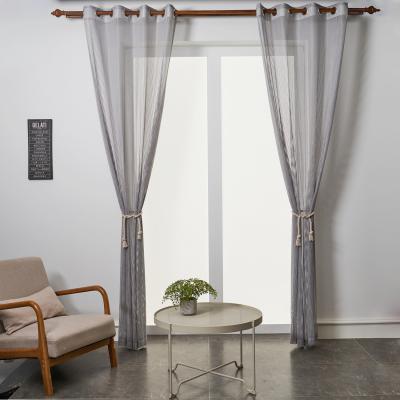 China Decorative Wholesale Pure Cotton Curtains for Living Room Window Decoration Gray Voile Curtain for sale