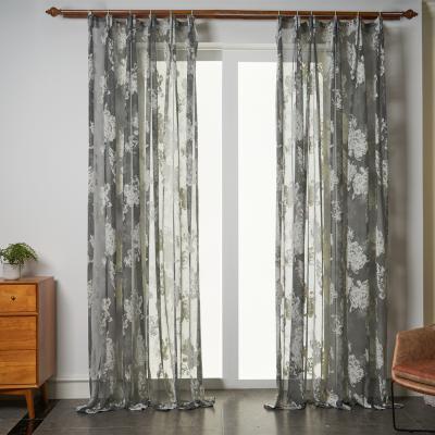 China Sheer Decorative Embroidered Curtain For Living Room Bedroom Window Floral Tulle Drapes for sale