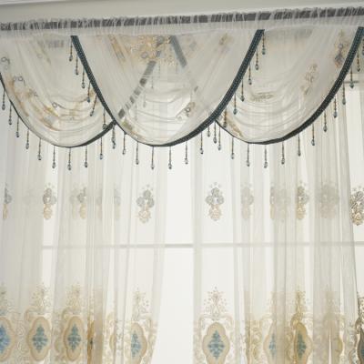 China Decorative Embroidered Luxury Curtain Sheer Lace Tulle Curtains For Living Room With Drapery for sale