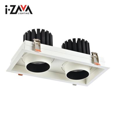 China New Design Anti Glare IP20 50W 60W Aluminum COB Recessed LED Grille Lamp for sale