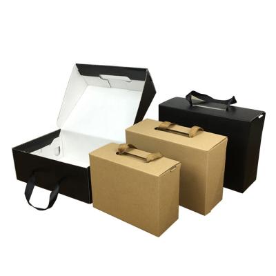 China Recyclable Luxury Custom Logo Printed Empty Packaging Corrugated Shoe Box With Handle for sale