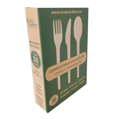 China Recyclable Eco-Friendly Folding Kraft Paperboard Cardboard Cutlery Set Tableware Spoon Spork For Knife Gift Wrapping Paper Box For Knife for sale