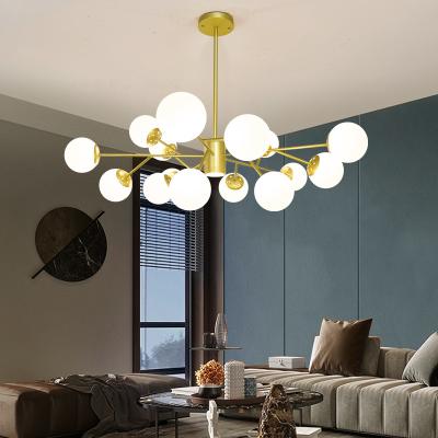 China Home Luxury Lighting Nordic Sputnik Gold Metal Black Modern Nordic Chandeliers LED Black Lamp Nordic Led Frosted Glass Chandelier for sale