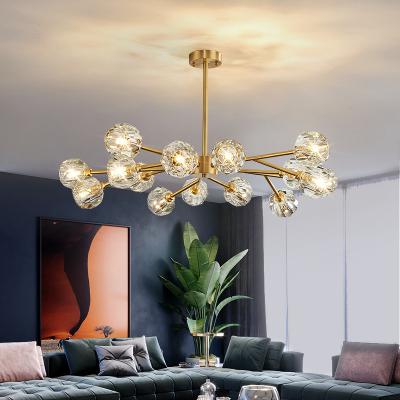 China Modern Style Nordic Iron Gold LED Glass Ceiling Luxury Decorative Led Pendant Light Chandelier For Living Bedroom Dinning Room for sale