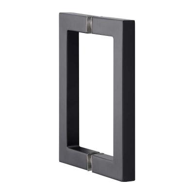 China Modern PVD Matt Black Square Tubing 90 Degree Corner Shower Door Handle Glass Bar for sale