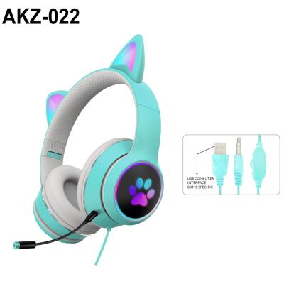 China Headphone Women Blue Stereo Gaming Headset with Mic for PS4 Xbox One PC Mobile Phone 3.5MM Sound Over Cat Ear Lightweight Headphones for sale