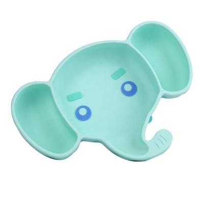 China Direct Selling Elephant Shaped Silicone Free Bpa Factory Baby Bowl Silicon Children Feeding Meal Dish for sale