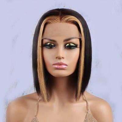 China Barely Shedding Thick Soft Soft Brazilian Short Bob Lace Closure Wig Mix Color Hair Wigs Virgin Hair Short Bob Wigs Human Hair 13X4 for sale