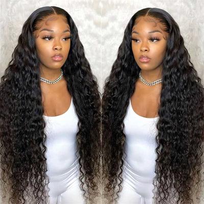 China Wholesale HD Deep Wave Soft Thick Straight Lace Wigs Full Frontal Hair Barely Shedding Lace Front Wig Peruvian Virgin Hair For Black Women for sale