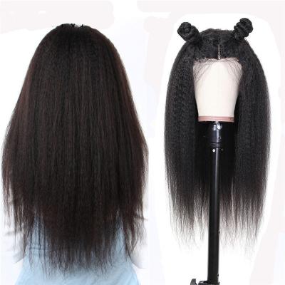 China Hot Selling Natural Matching 13*4 Lace Front Aligned Hair Wigs Kinky Straight Cuticle Vendor for sale