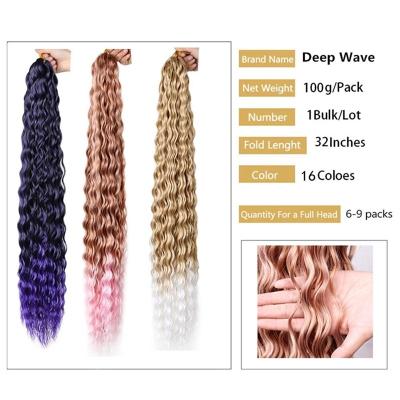 China Wholesale Ombre Blonde Deep Wave Hair Crochet Hair Extension Barely Shedding Soft Thick Smooth Barely Shedding Bulk Synthetic Braiding Hair for sale