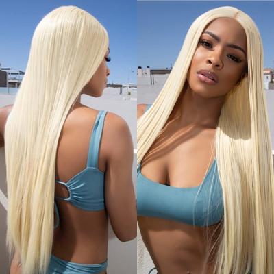 China Natural Fit Straight Hair Wig Set Wig Mid Length Light Gold Factory Chemical Fiber Straight Hair Wholesale Spot for sale