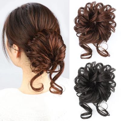 China High Temperature Messy Curly Elastic Wigs Scrunchies Synthetic Hair Bun Donut Updo Hair Pieces Combs for sale