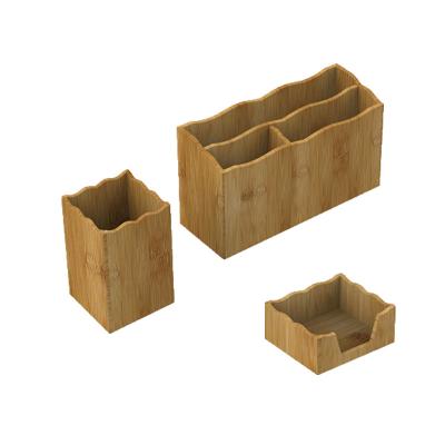 China Custom Log Color Solid Wooden Storage Box Stationery Set Viable Wooden Organizer Breathable Desktop Storage for sale