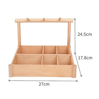 China Wholesale Wooden Main Organizers Stocked With Hooks Square Jewelry Storage Rack Holder Stacking Tray Storage Box for sale