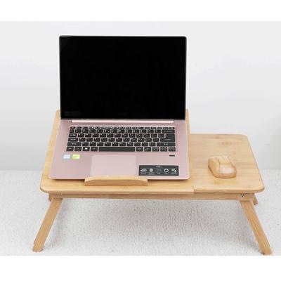 China Factory Wholesale Multifunctional Adjustable Tray Wooden Laptop Desk With Foldable Bamboo Serving Drawer for sale