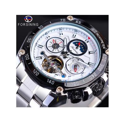 China Full Tourbillon Date Moonphase Male Watches Automatic Calendar Wristwatch Full Black Mechanical Stainless Steel Band for sale