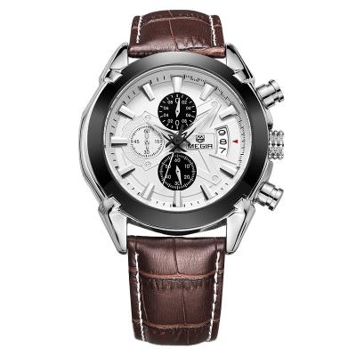 China Original Chronograph 2022 MEGIR 2020 Men's Quartz Watch Reloj Hombre Leather Business Watch Man Clock Chronograph Army Military Watch for sale