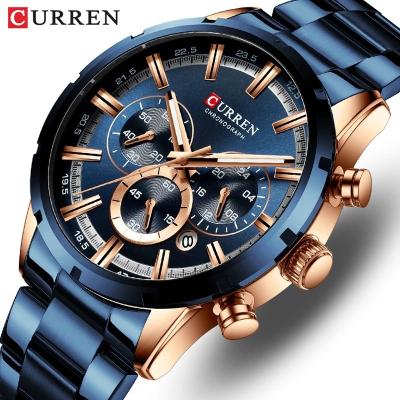 China CURREN 8355 Chronograph Men Watch Luxury Top Brand Sports Quartz Wristwatches Full Steel Waterproof Chronograph Watches Men Wrist With Box for sale