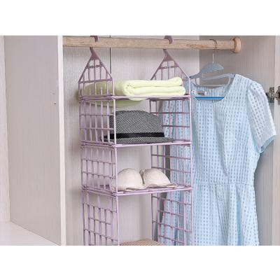 China Home Finished Workable Wardrobes Layered Storage Organizer Racks Multi-Layer Shelf Clothes Closet Hanging Hooks Baskets for sale